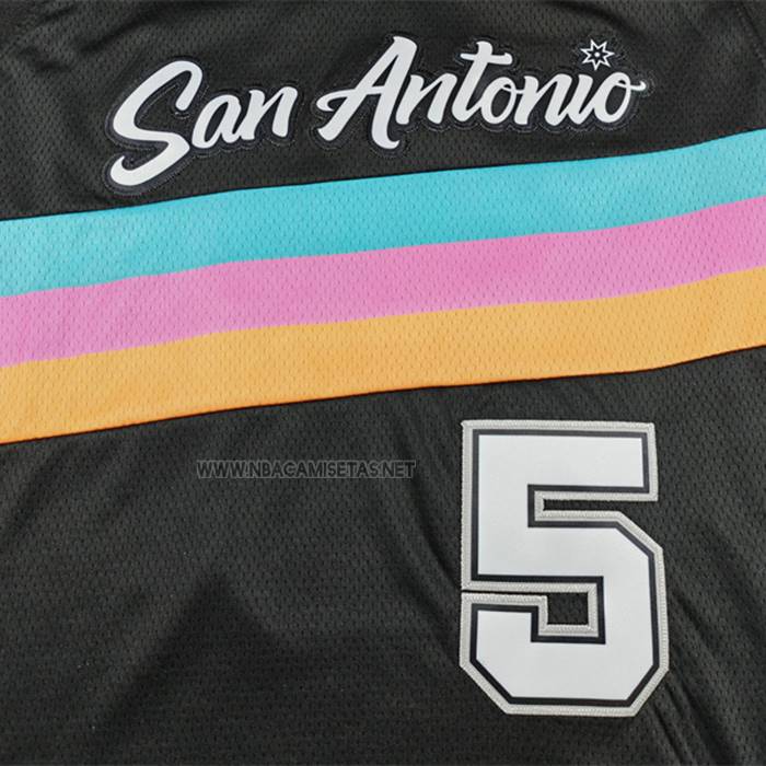 Camiseta San Antonio Spurs Stephon Castle NO 5 Ciudad 2025-26 Negro